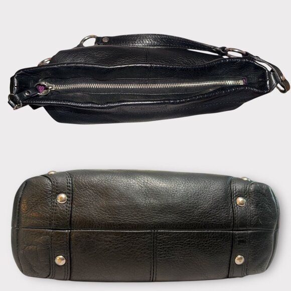 Coach Carly Hobo F15251 Black Pebbled Leather Silver Nickel Shoulder Bag Boho - Picture 7 of 9